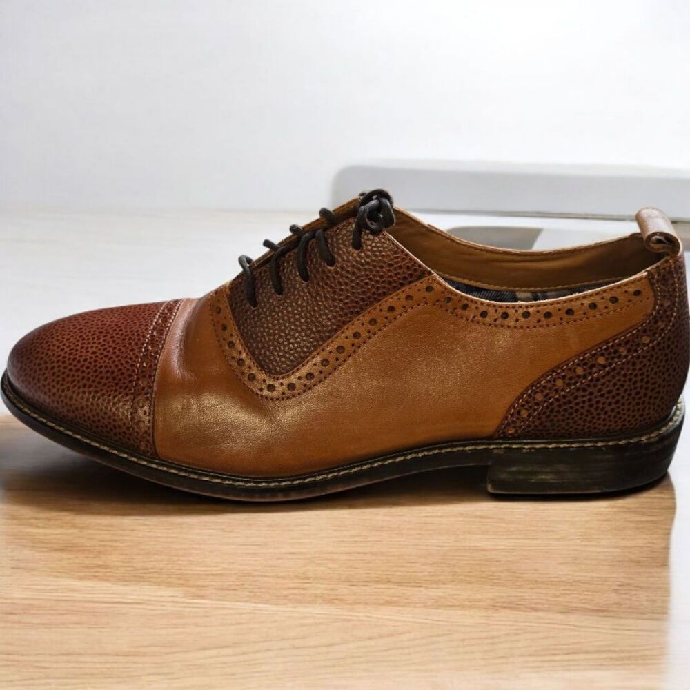 Thomas & Vine Lincoln Wingtip Oxford‎ Cognac Leather 9.5